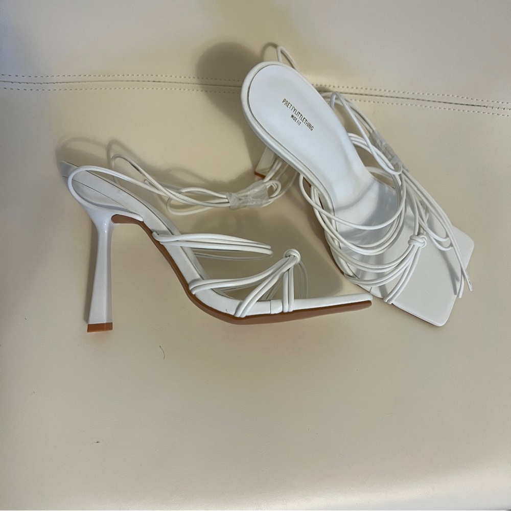 Wide fit size 9 - Elegant White Strappy Heels